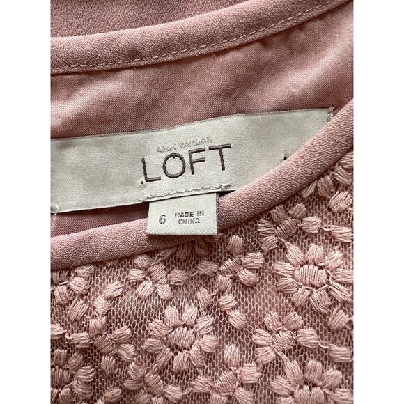 Loft Women’s Light Pink Sleeveless Floral Lace Mini Dress Size 6 - Picture 5 of 7